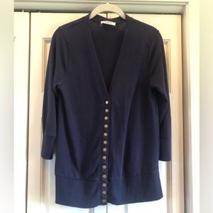 Zenana blue 13 front snap cardigan, XL
